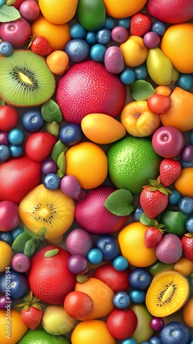 Colorful assortment of fresh fruits