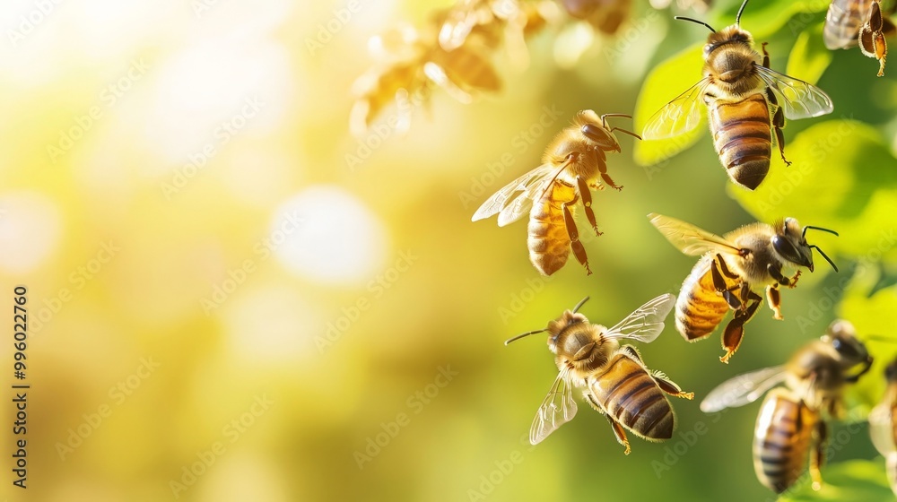 A colony of bees working in unison to transport nectar, forming an efficient natural transport network A colony of bees working in unison to transport nectar, forming an efficient natural transport network