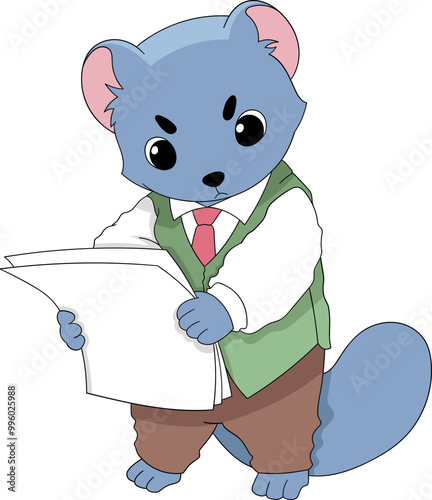 businessman weasel is working carrying and managing documents in the office