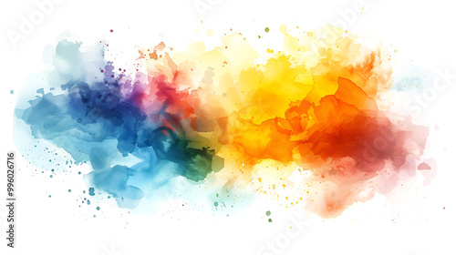 Abstract watercolor background,Colorful brush strokes on white background ,watercolor of colorful mixed rainbow powder explosion