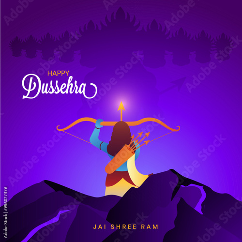 Happy Dusshera Indian festival vector design for banner, poster  and social media feed. Lord Rama killing Ravan.