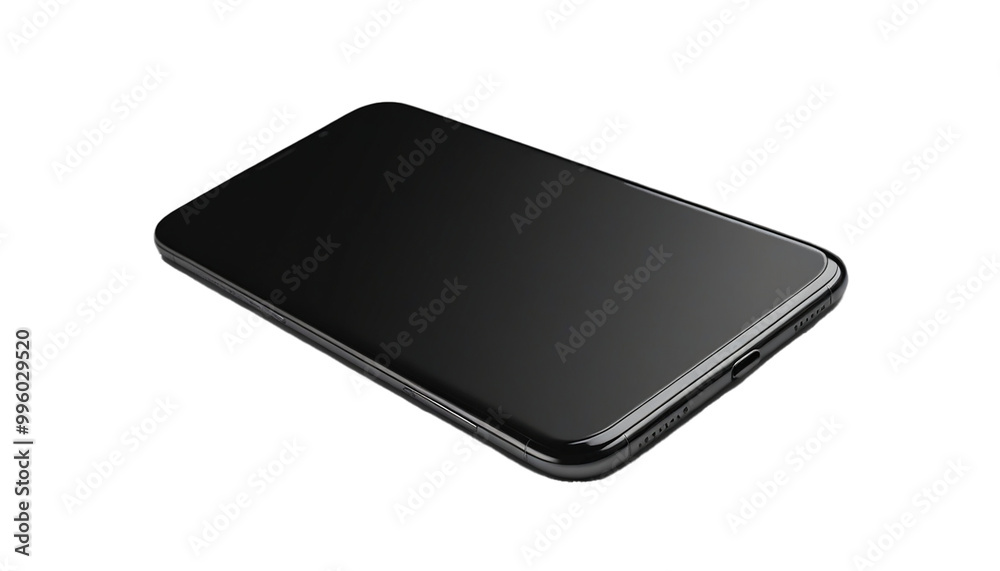 Smartphone with black screen with sleek design isolated on transparent background Smartphone with black screen with sleek design isolated on transparent background