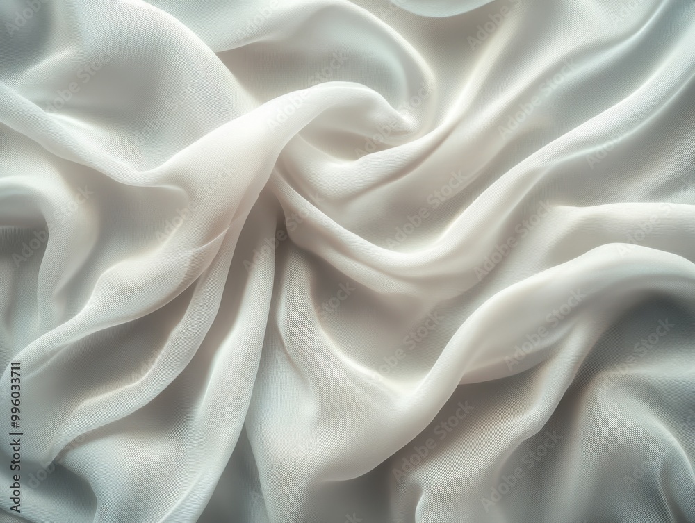 Obraz premium Elegant white silk fabric with flowing textures, perfect for backgrounds.