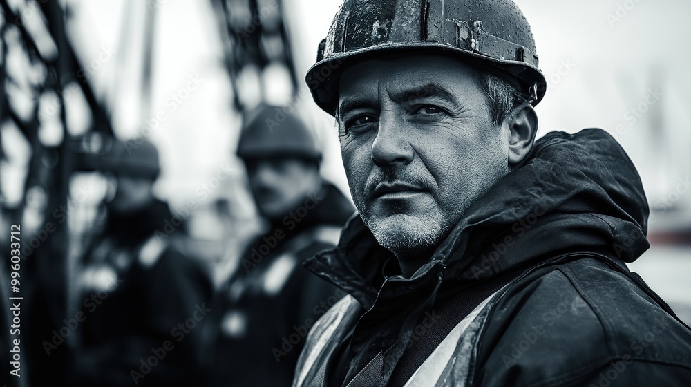 Construction Worker in Hard Hat - Portrait of a Determined Man Construction Worker in Hard Hat - Portrait of a Determined Man