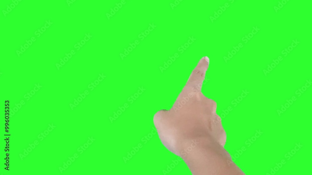 Swipe screen or page of book using index finger hand gesture isolated on green screen background chroma key