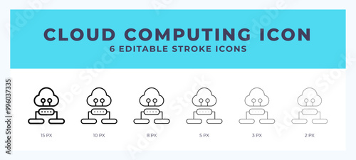 Cloud computing line icon with different stroke. Vector illustration.