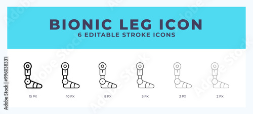 Bionic leg icon. Outline. Lineal icon symbol vector. Black outline.