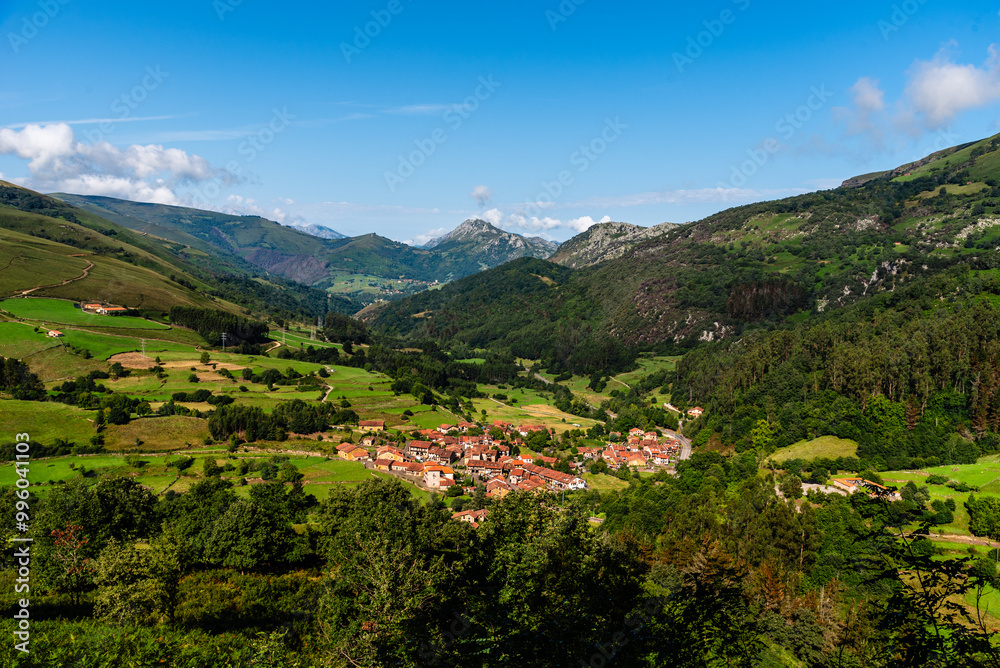 Scenic view of Carmona, a traditional small village in Cantabria Scenic view of Carmona, a traditional small village in Cantabria