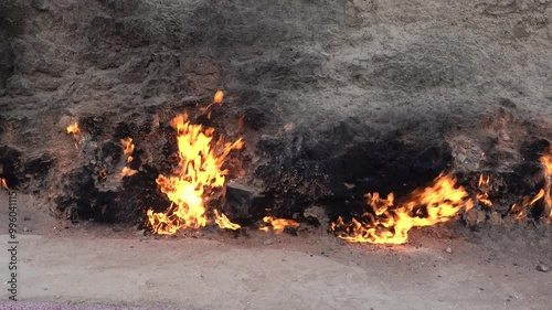 Baku, Azerbaijan Natural gas has been burning at the Fire Mountain or Yanar Dagh for the past 5,000 years. 