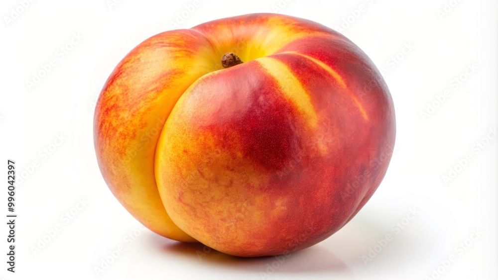 Ripe nectarine is sitting on a white background Ripe nectarine is sitting on a white background