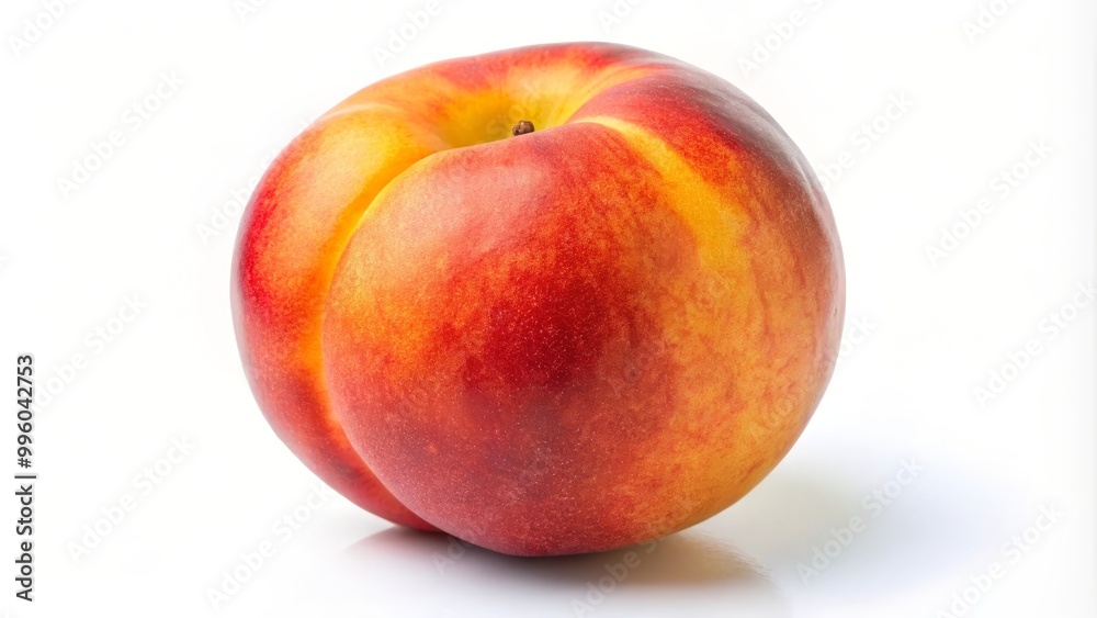 Ripe nectarine is sitting on a white background Ripe nectarine is sitting on a white background