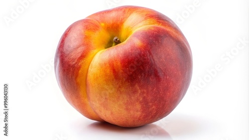 Ripe nectarine is sitting on a white background