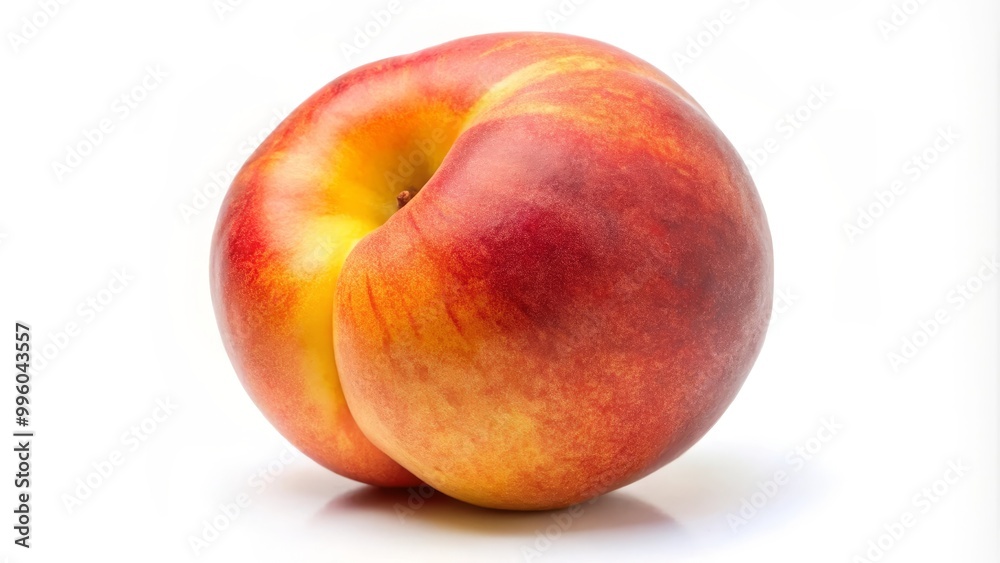 Ripe nectarine is sitting on a white background Ripe nectarine is sitting on a white background