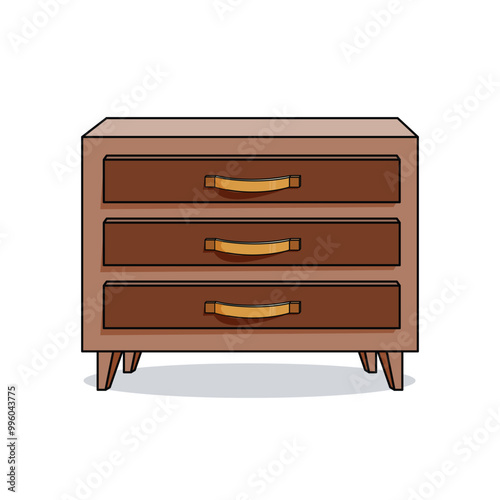 Isolated drawer chest table illustration on white background. Vector Illustration.