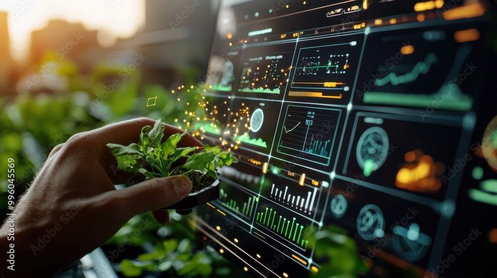 Futuristic AI Interface in Vertical Farming: Real-Time Data Analytics ...