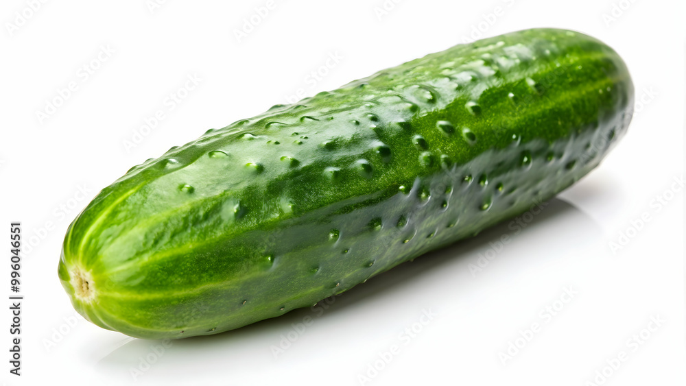of a ripe cucumber on a white background , fresh, vegetables, healthy, organic, natural, green, produce, nutritious, plant