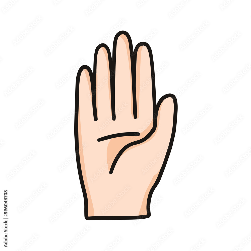 vector illustration of hand showing number five, hello gesture, raising hand, isolated on white background vector illustration of hand showing number five, hello gesture, raising hand, isolated on white background