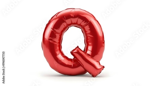 Letter Q metallic red party celebration balloon isolated on a white background