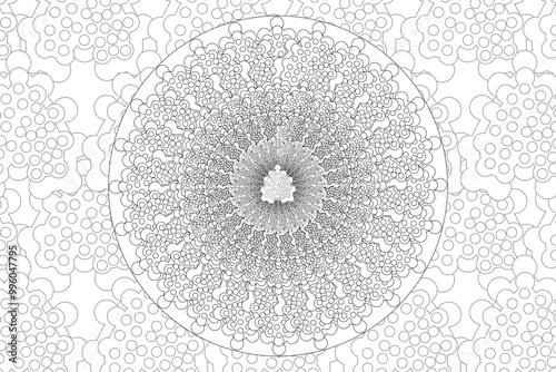 Dot mandala black and white vector illustration
 photo