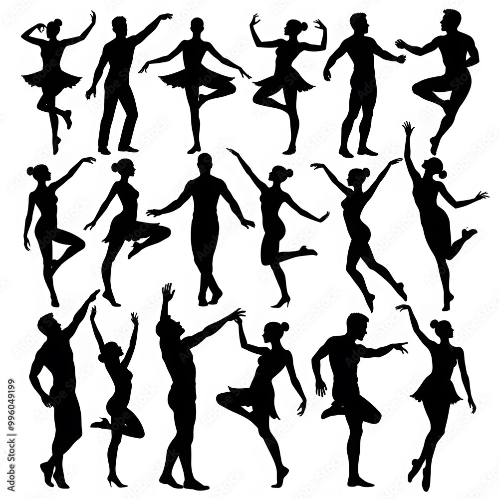 Dancers in different expressive poses Dancers in different expressive poses