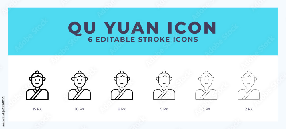 Qu yuan line icon illustrations with editable strokes. Qu yuan line icon illustrations with editable strokes.