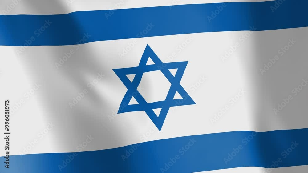 Flag of Israel animated background. Symbol of the Israeli state and the culture. Waving flag with the Star of David in the wind footage.