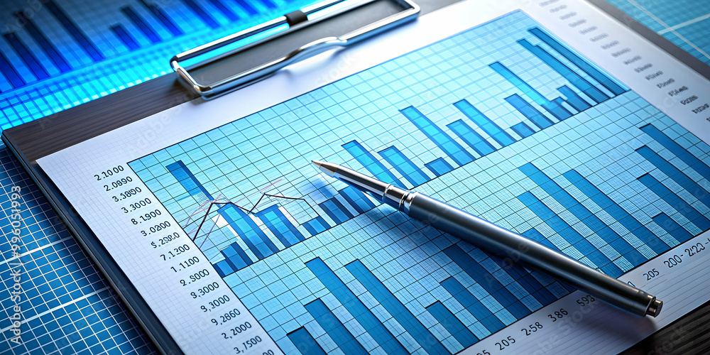 Business audit concept with financial analysis graph showing stock market performance and investment research data Business audit concept with financial analysis graph showing stock market performance and investment research data