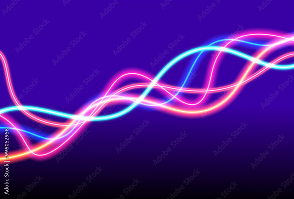 Fototapeta premium Purple abstract background, Glowing line effect, Lights background design.