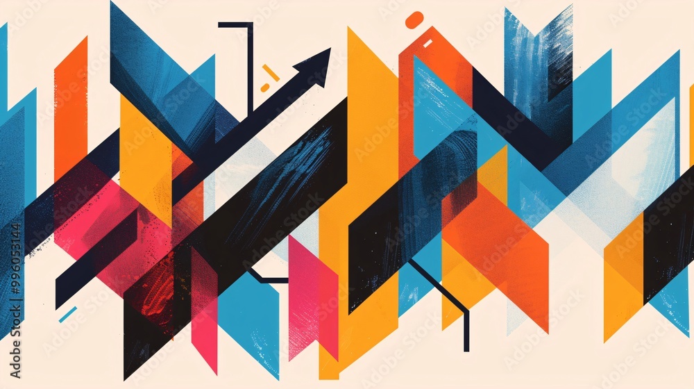 Abstract Geometric Art with Bold Colors and Shapes
