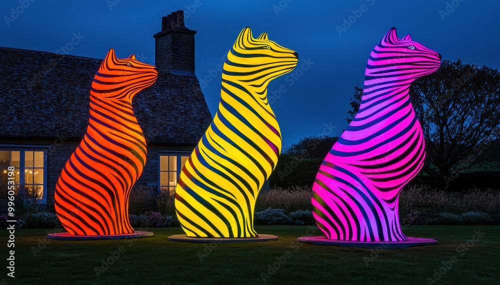 Projection mapped art on sculptures in an outdoor setting, vivid night display, --chaos 10 --ar 7:4 --quality 2 --personalize 773tzfv --v 6.1 Job ID: e698d83a-89fd-4c89-9746-ddca5a10d67e Projection mapped art on sculptures in an outdoor setting, vivid night display, --chaos 10 --ar 7:4 --quality 2 --personalize 773tzfv --v 6.1 Job ID: e698d83a-89fd-4c89-9746-ddca5a10d67e