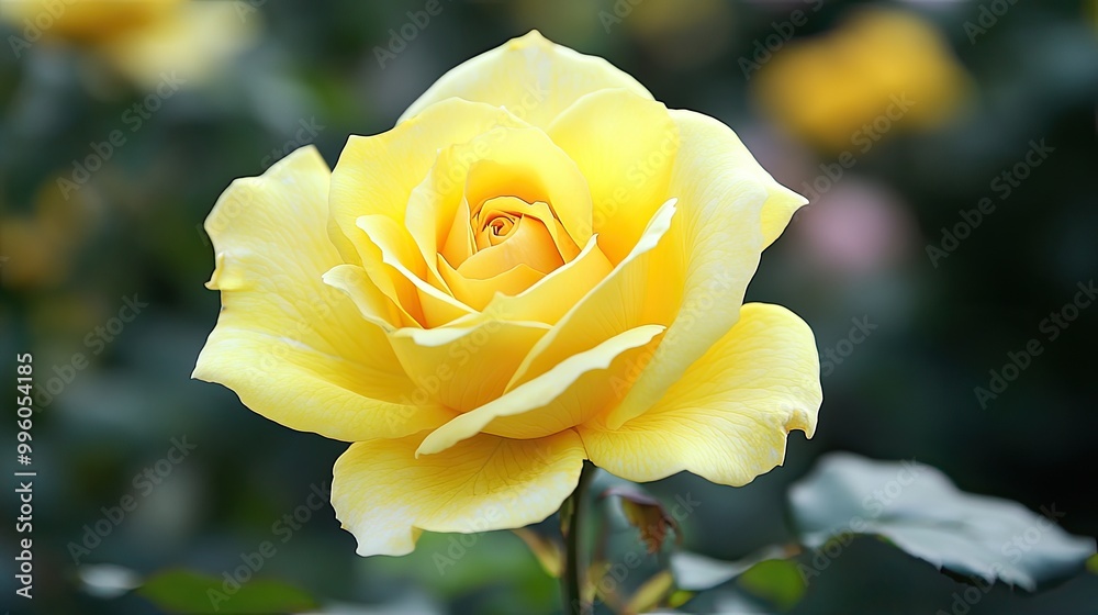 A yellow rose in full bloom, with delicate petals and a soft, romantic fragrance A yellow rose in full bloom, with delicate petals and a soft, romantic fragrance