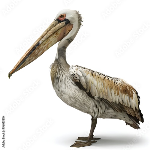 pelican on white with white background Generative AI photo