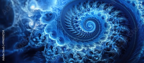 Futuristic 3D depiction of a fractal apophysis ideal for surreal art abstract wallpapers or science fiction backgrounds featuring Classic Blue a prominent hue in recent designs