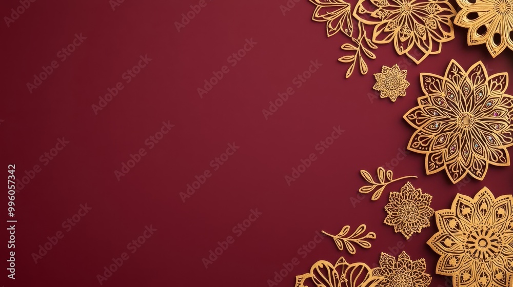 Radiant Diwali background with gold mandalas and delicate paisley patterns, sparkling against a rich burgundy backdrop, Diwali pattern, festival charm Radiant Diwali background with gold mandalas and delicate paisley patterns, sparkling against a rich burgundy backdrop, Diwali pattern, festival charm