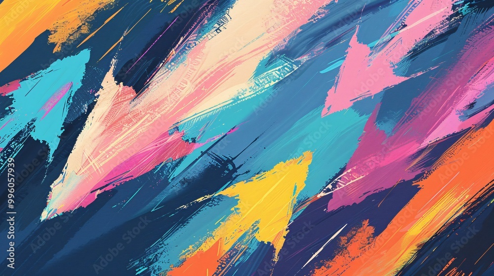 Obraz premium Abstract Art Colorful Brush Arrows Strokes Painting Background