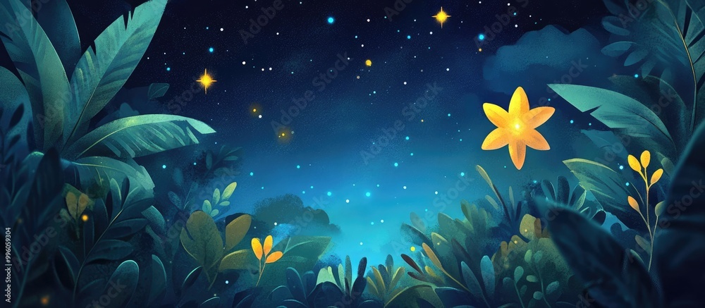 Mysterious and beautiful starry night sky with twinkling stars and hints of colorful celestial phenomena Mysterious and beautiful starry night sky with twinkling stars and hints of colorful celestial phenomena