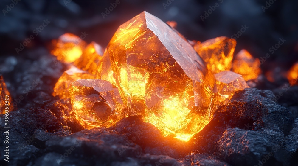 Glowing Crystal Gemstone Close-Up Macro Photography Glowing Crystal Gemstone Close-Up Macro Photography