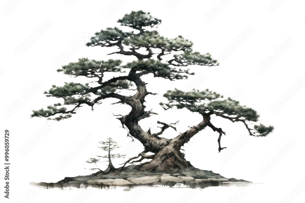 Fototapeta premium PNG Pine tree sketch plant ink.