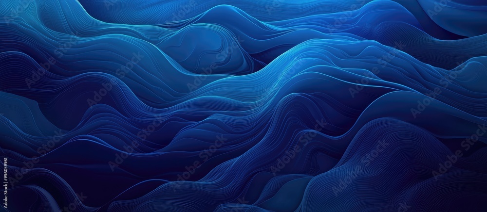 Obraz premium 2d background featuring abstract blue waves and lines