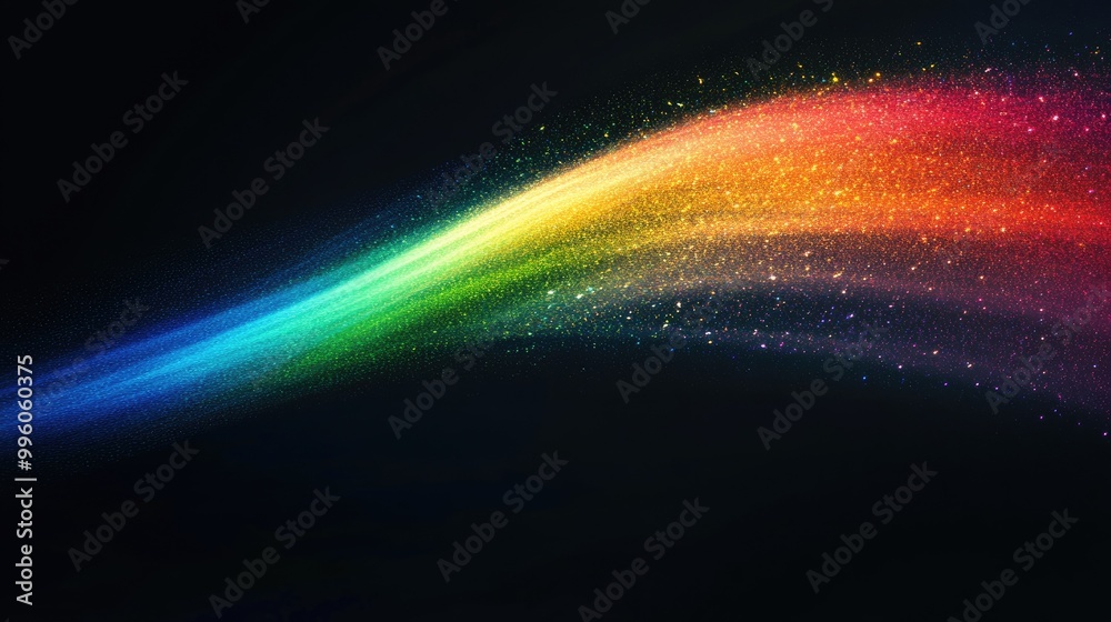 Obraz premium Abstract photography featuring a rainbow against a black background showcasing a unique and surreal dispersion of light ideal for banners panels and desktop design