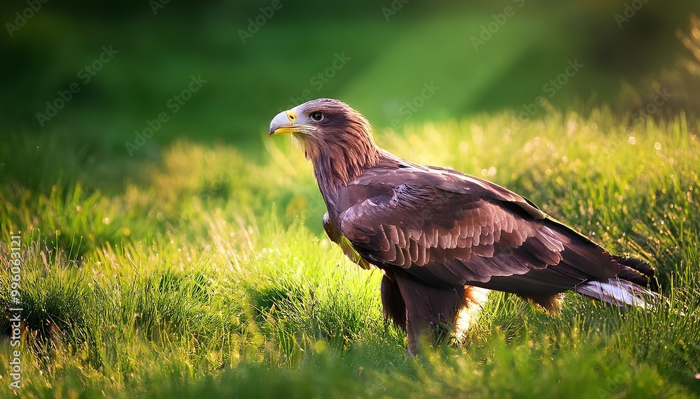 Obraz premium Photo a eagle on the background of green grass 