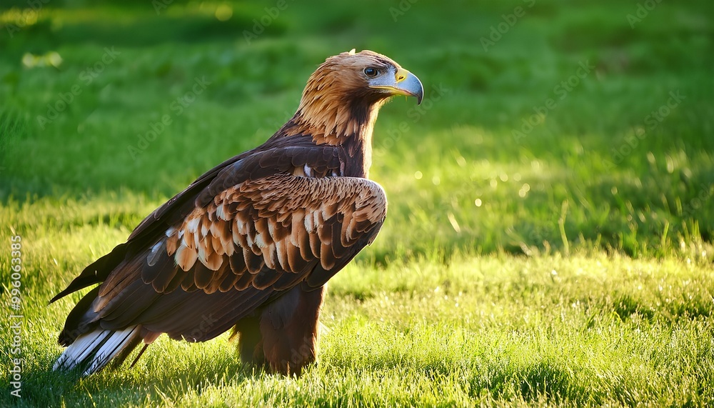 Photo a eagle on the background of green grass Photo a eagle on the background of green grass
