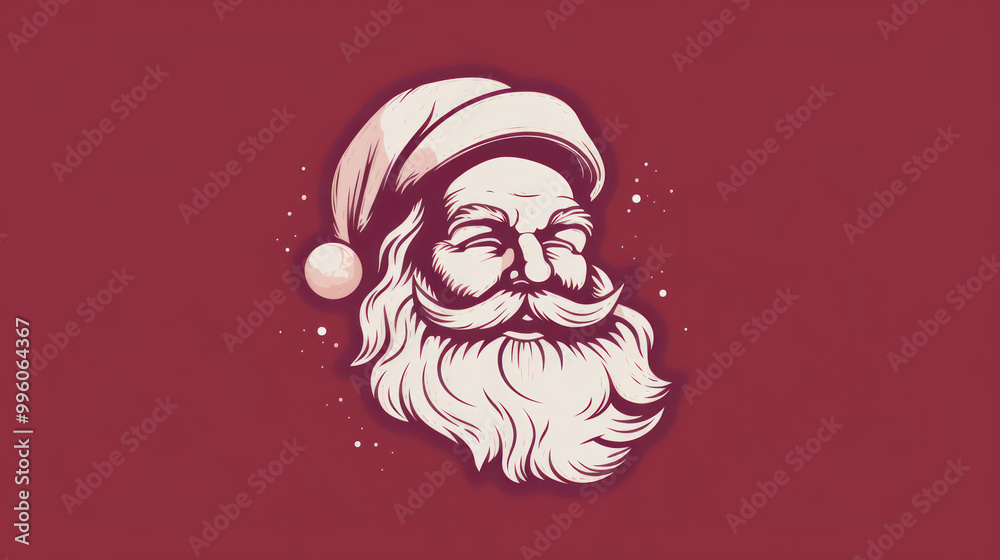 Illustration of Santa Claus face on a maroon background Illustration of Santa Claus face on a maroon background