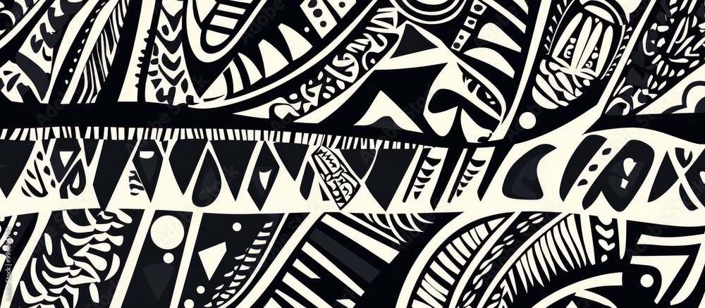 Boho tribal background in black and white 2d illustration ideal for design textile prints posters fabric and cards Boho tribal background in black and white 2d illustration ideal for design textile prints posters fabric and cards