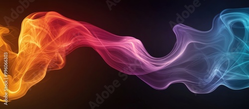 Colorful abstract wave like smoke against a dark backdrop