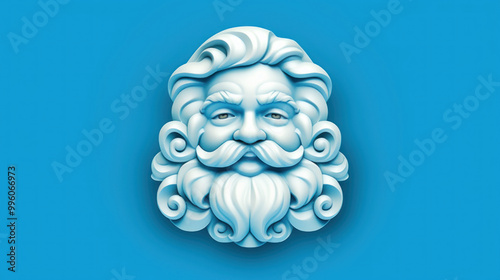 Illustration of Santa Claus face on a azure background