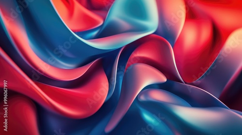 Abstract volumetric background featuring red and blue hues 3D illustration with captivating rhythms and elements Surreal modern art suitable for wallpapers and creative projects photo