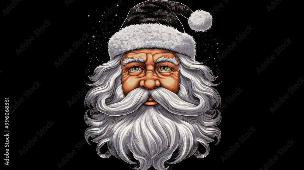 Illustration of Santa Claus face on a light black background Illustration of Santa Claus face on a light black background
