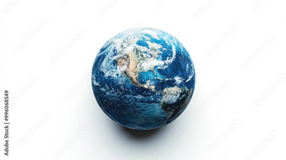 Surreal blue planet with oceans on a white background globe cosmos resin sphere appealing icon 3D rendering Surreal blue planet with oceans on a white background globe cosmos resin sphere appealing icon 3D rendering