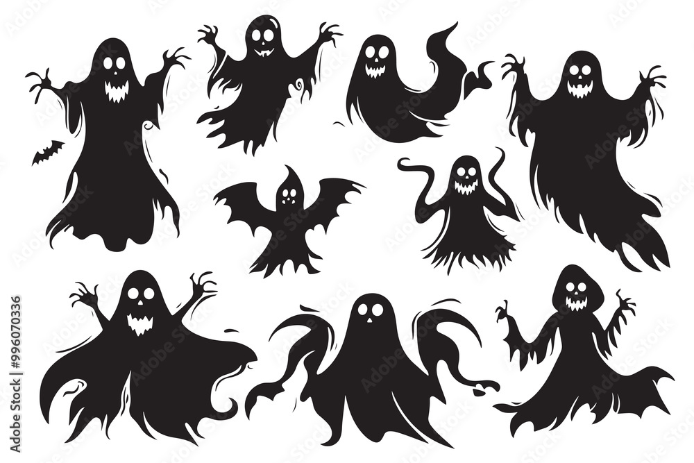 Ghost silhouette illustration vector set Ghost silhouette illustration vector set